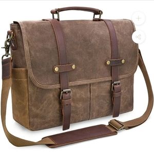 VINTAGE GENUINE LEATHER WAXED CANVAS MESSENGER BAG